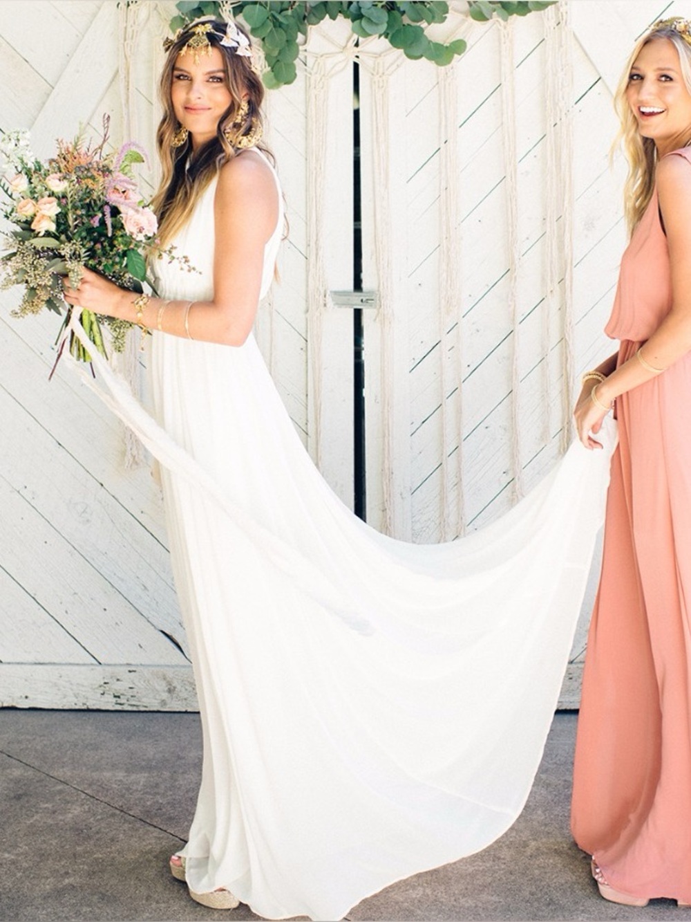 Show Me Your Mumu Ava Maxi Dress in Wedding Cake Chiffon NWT Large